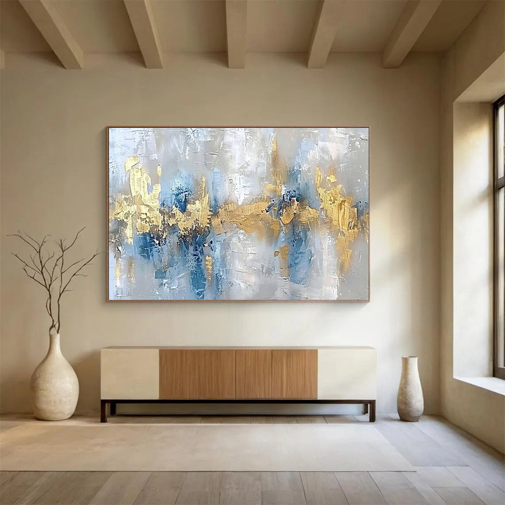 Blue - Gold Abstract Elegant Painting for Modern Spaces YHT045