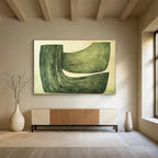 Green Curved Shapes Abstract Painting with Subtle Movement ABS611
