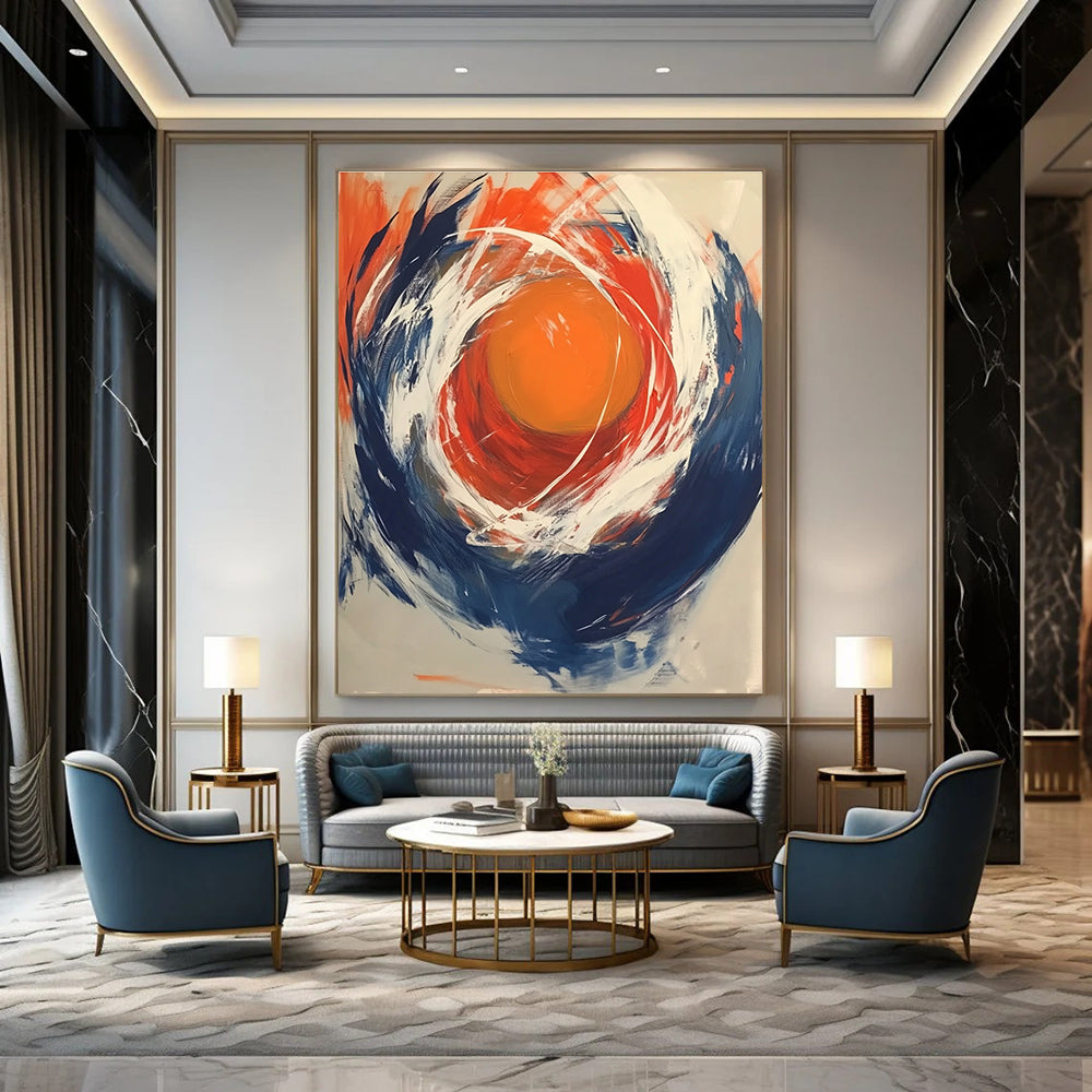 Circular Color Swirl Abstract Painting for Vibrant Fitness Studio Walls GAB1198