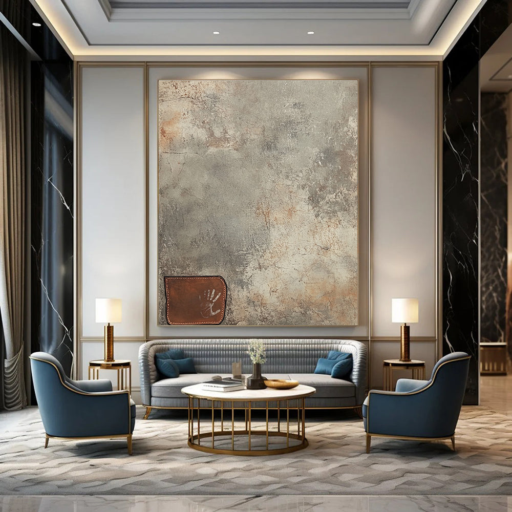 Textured Grey Background Industrial Abstract Painting for Edgy Spaces GAB1492
