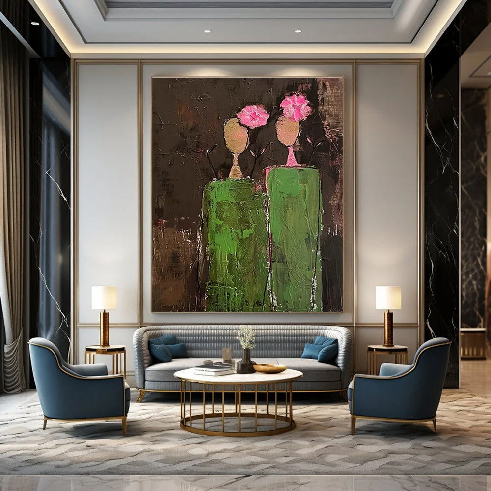 Flower - Head Figures Abstract Painting for Bohemian - Style Cafes HENG080