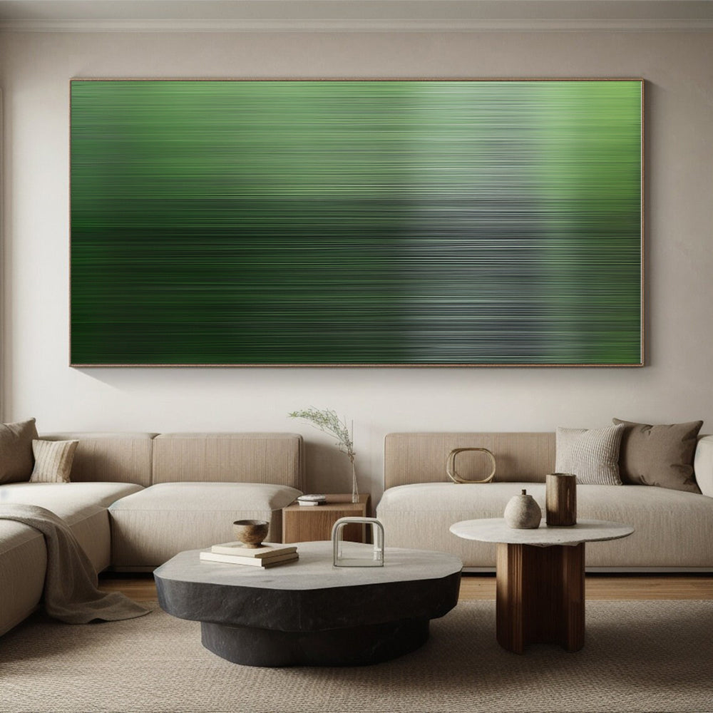 Green - Striped Abstract Painting with Vertical Motion WINK870