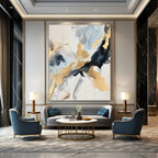 Blue and Gold Abstract Painting for Luxury - Styled Bedrooms GAB0993