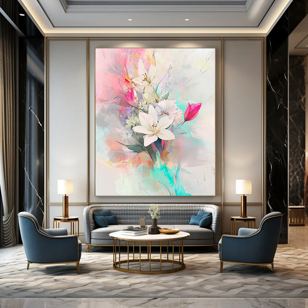 Colorful Floral Bouquet Abstract Painting for Bohemian - Style Cafes GAB1273
