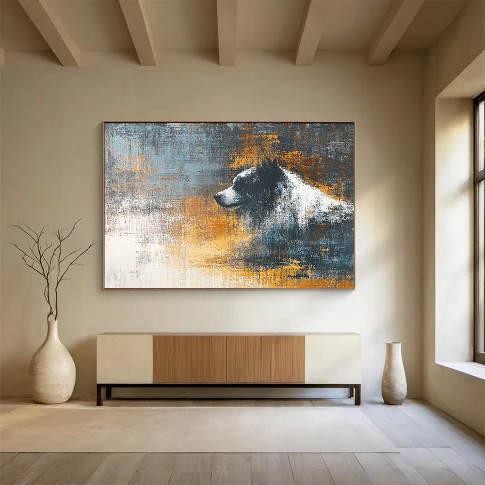 Dog Silhouette Abstract Painting with Textured Background ABS280