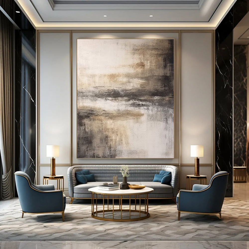 Monochromatic Abstract Landscape Abstract Painting for Nature - Inspired Studies HENG362