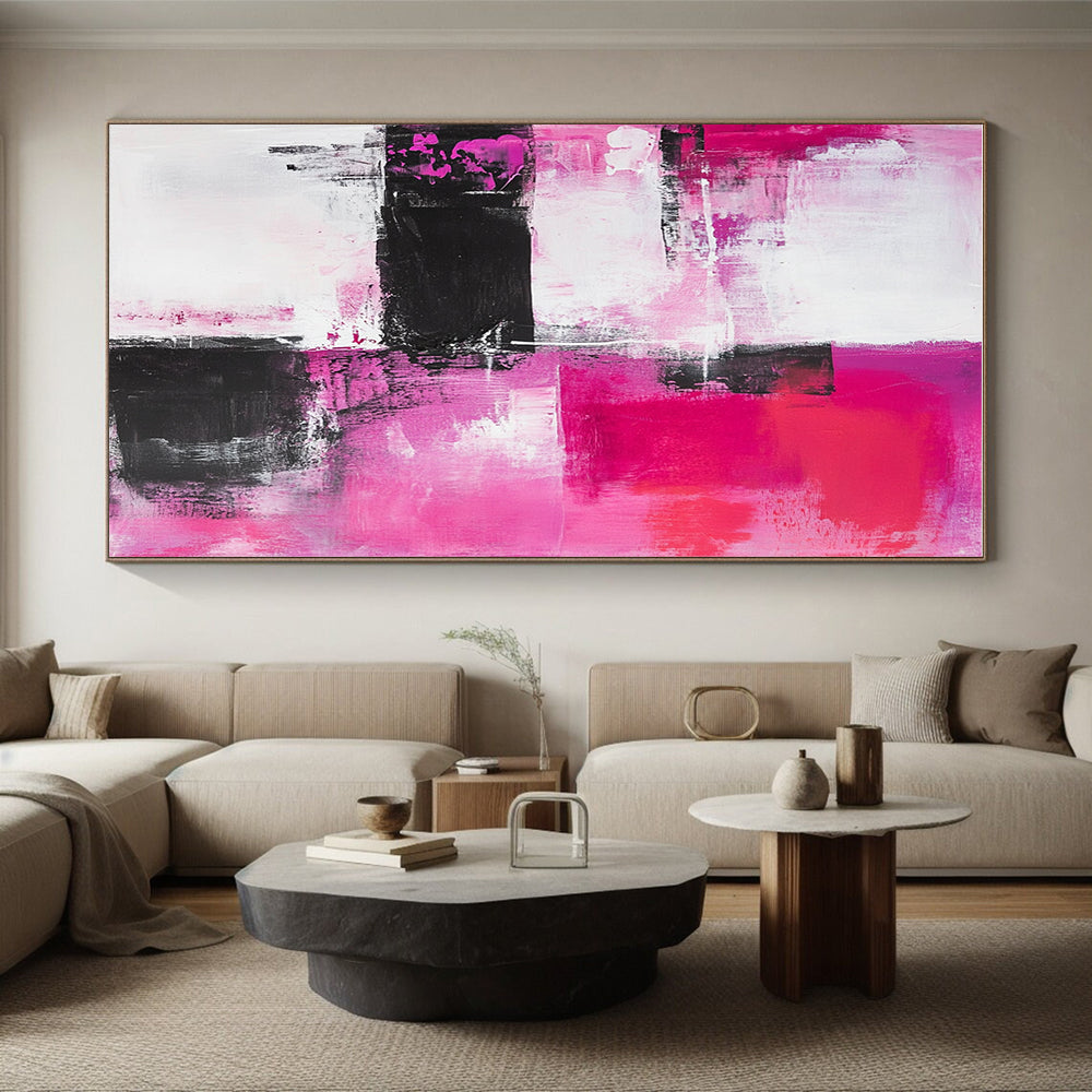 Pink - Black - White Abstract Painting with Feminine Edge WINK537