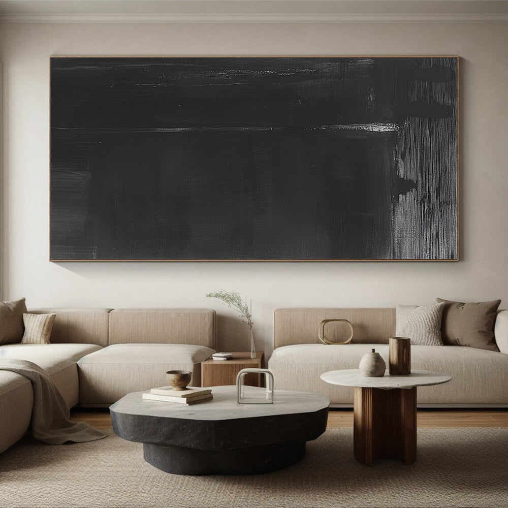 Dark Black Abstract Painting with Mysterious Depth WINK008