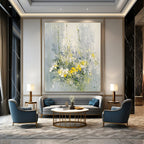 Yellow and White Flowers - Cheerful Floral Abstract Painting GAB0615