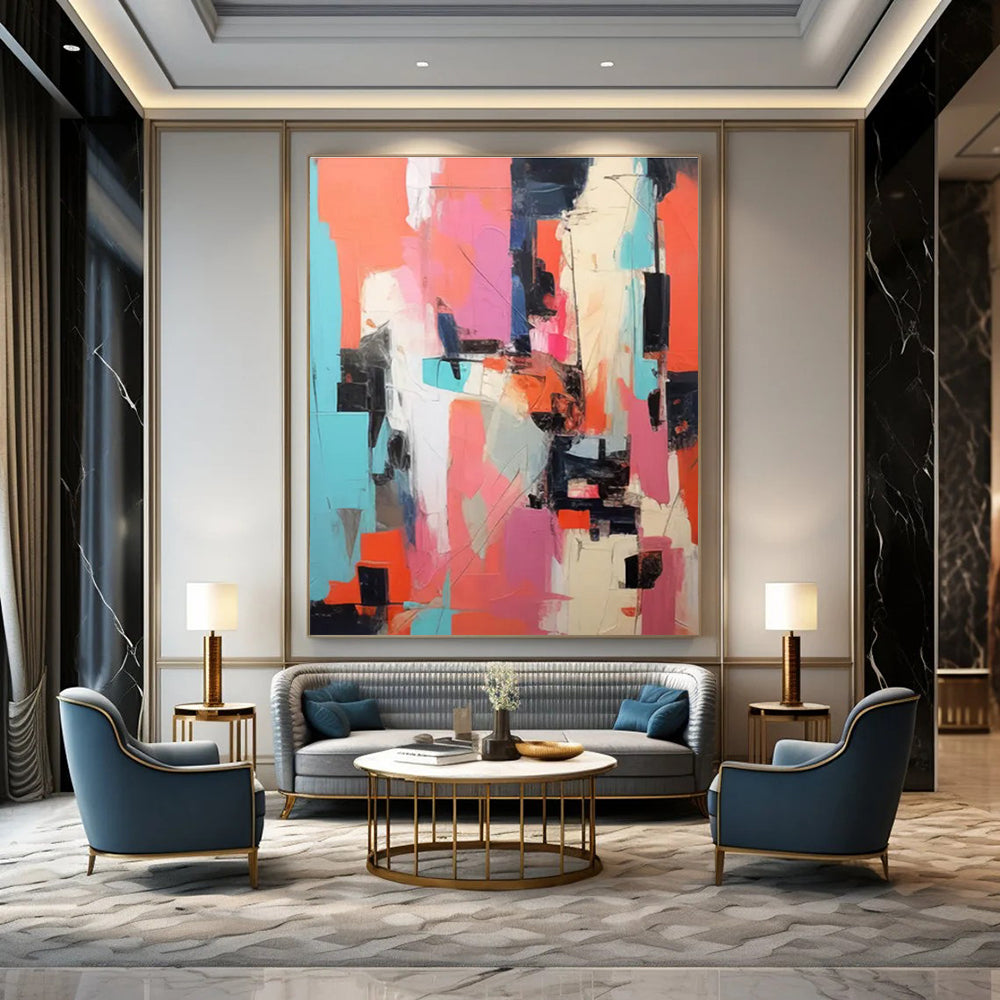 Colorful Geometric Abstract Painting for Creative Workspaces HENG127