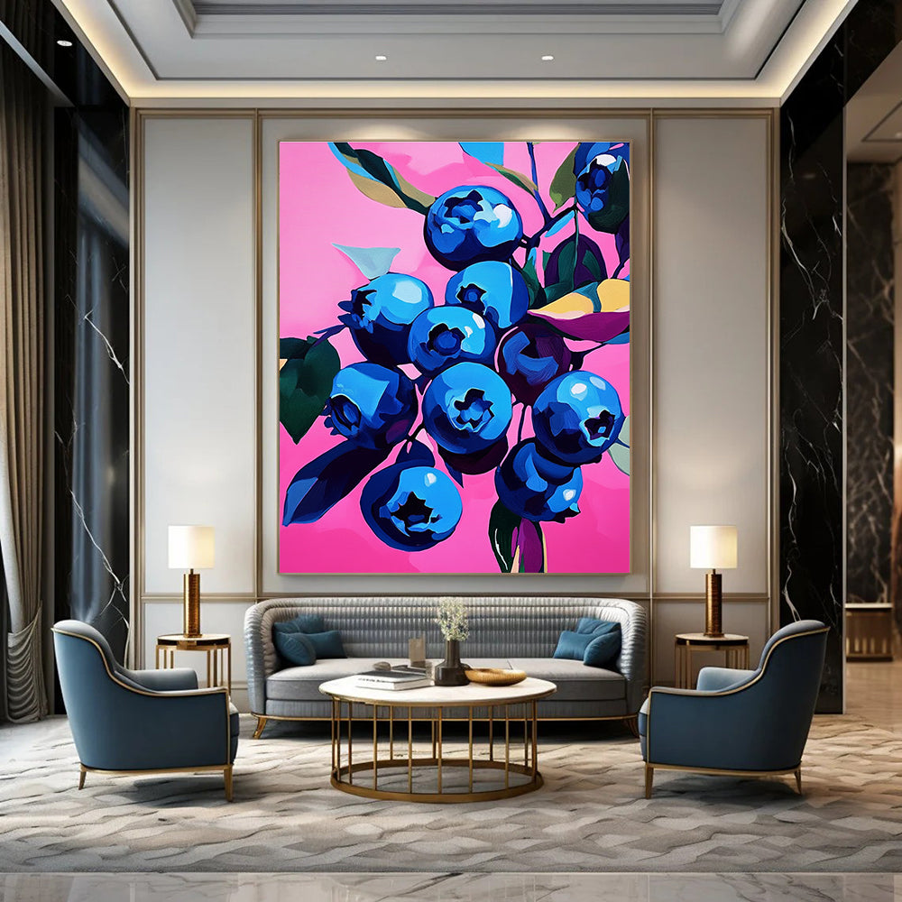 Blueberries on Pink - Pop Art Still Life GAB0387