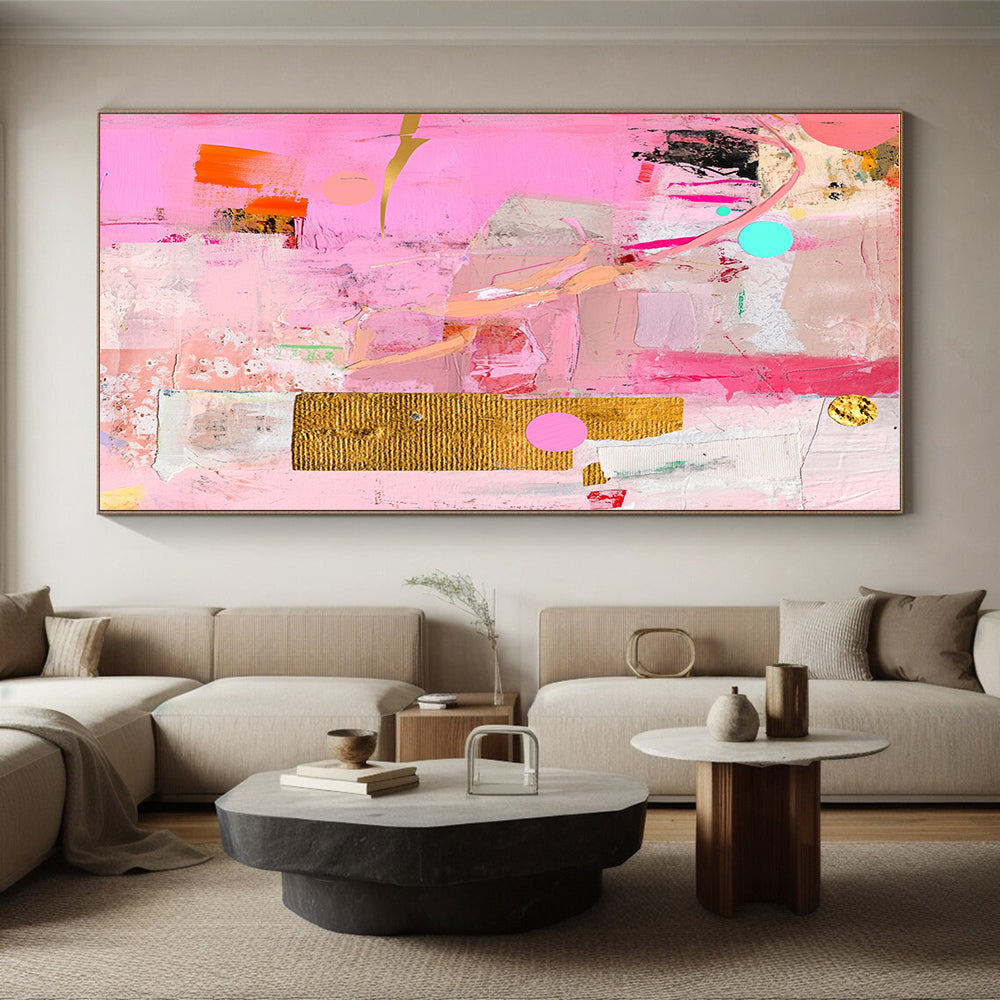 Eclectic Pink Collage Abstract Painting with Creative Fusion WINK257