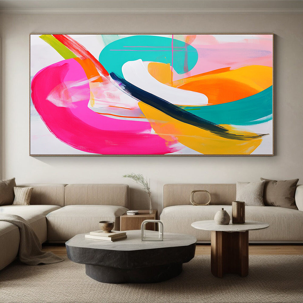 Colorful Curved Abstract Painting with Playful Rhythm WINK731