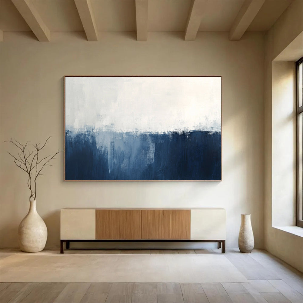 Blue - White Abstract Horizon Painting ABS188