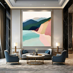 Color - Blocked Coastal Landscape Modern Abstract Painting GAB0358