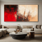 Beige Red Black Abstract Painting with Subtle Drama WINK664
