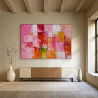 Pink and Red Block Textured Abstract Painting ABS271