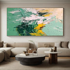 Green Yellow Mountain Abstract Painting with Energetic Peaks WINK604