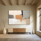 Neutral - Toned Geometric Abstract Painting for Timeless Interiors YHT075