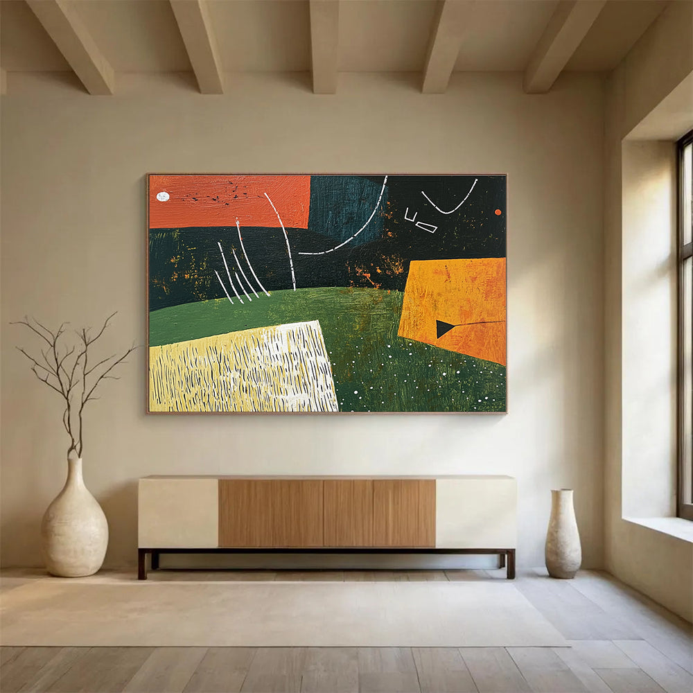Geometric Abstract Landscape  Whimsical Nature ABS111