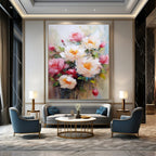 Classic Floral Bouquet Abstract Painting for Timeless Dining Rooms HENG429