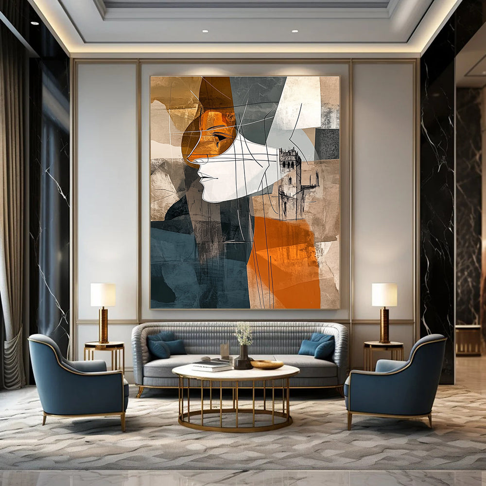 Abstract Portrait Collage Painting for Art - Centric Hallways GAB1026