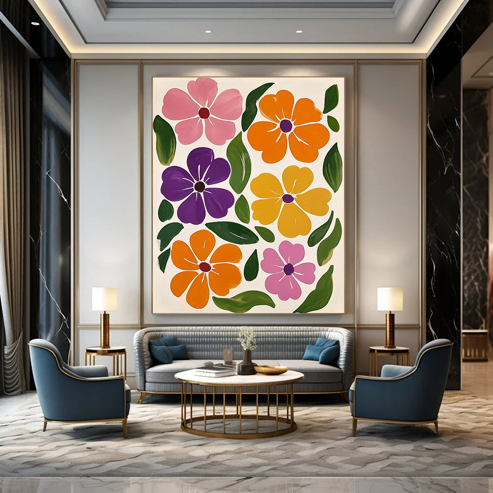 Colorful Flower Patterns Abstract Painting for Bohemian - Style Living Rooms GAB1352