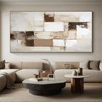 Beige Brown Abstract Blocks Painting with Subtle Textures WINK635