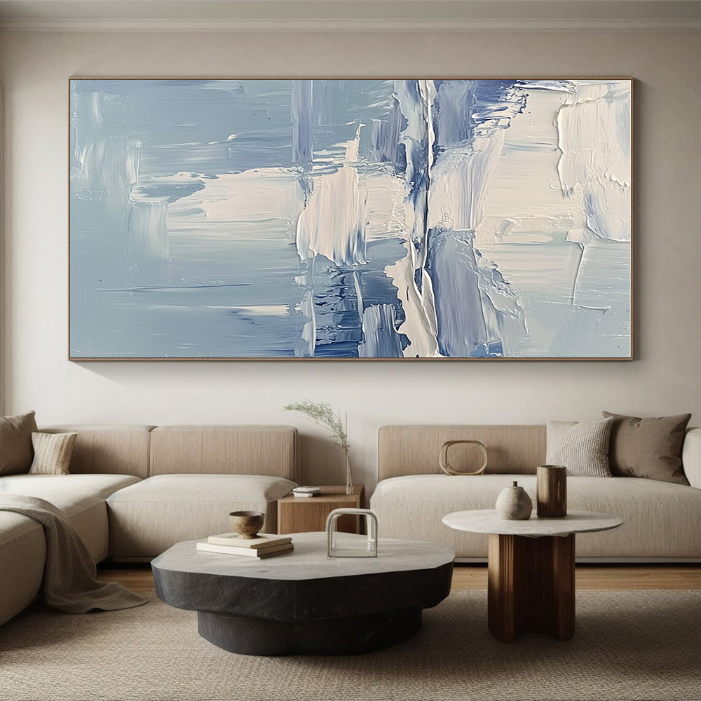 Textured Blue Abstract Painting with Calming Depths WINK761