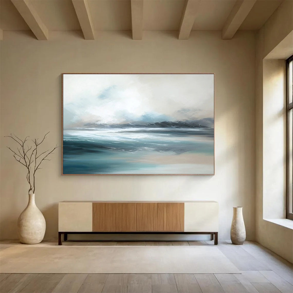 Calm Sea Abstract Serene Seascape Painting for Peaceful Retreats YHT046
