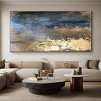 Blue and Golden Abstract Painting with Regal Allure WINK094