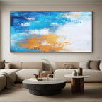 Blue - Gold Abstract Textures Painting with Tactile Luxury WINK383