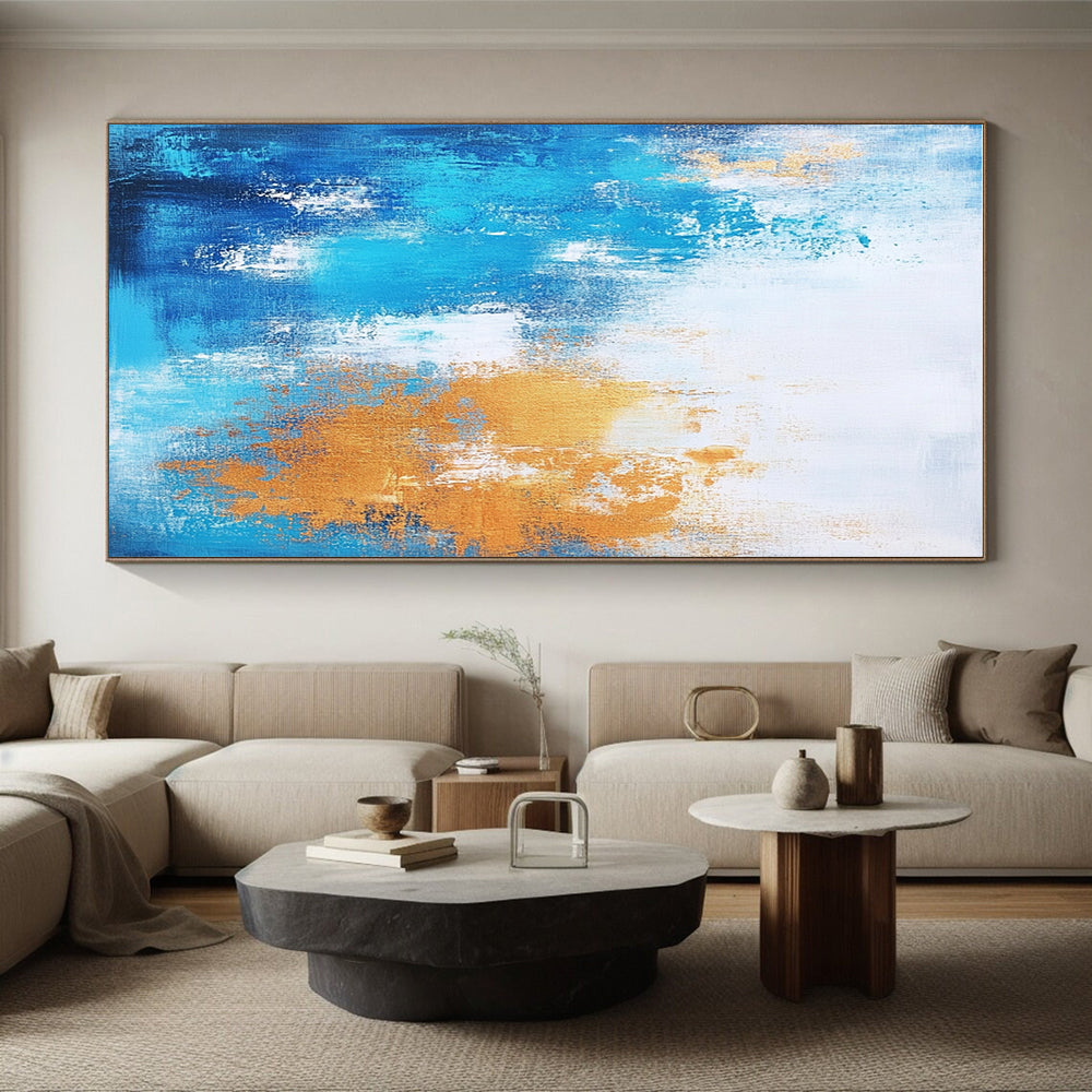 Blue - Gold Abstract Textures Painting with Tactile Luxury WINK383