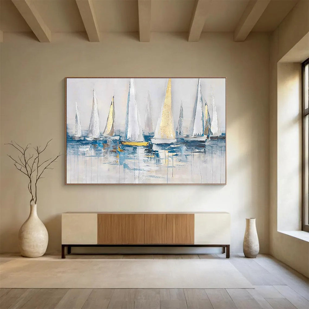 Sailboat Fleet Abstract Painting for Yacht Club Dining Rooms YHT259
