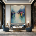 River Cityscape Abstract Painting for Modern - Styled Lofts GAB1044
