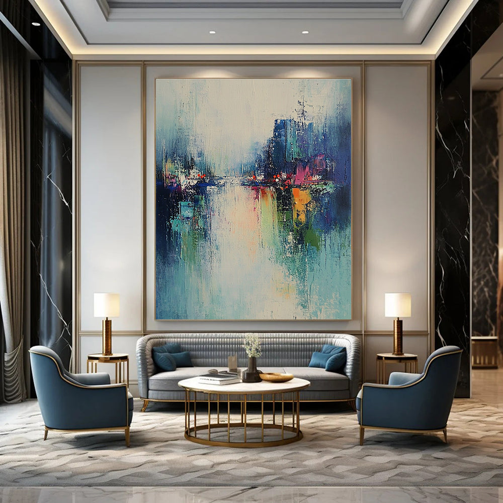 River Cityscape Abstract Painting for Modern - Styled Lofts GAB1044