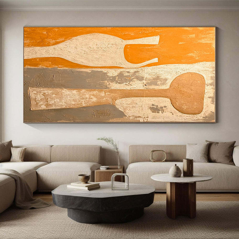 Vase - Shaped Abstract Forms Painting with Earthy Tones WINK060