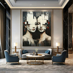 Cubist Faces Modern Abstract Painting for Contemporary Art Lovers GAB1494