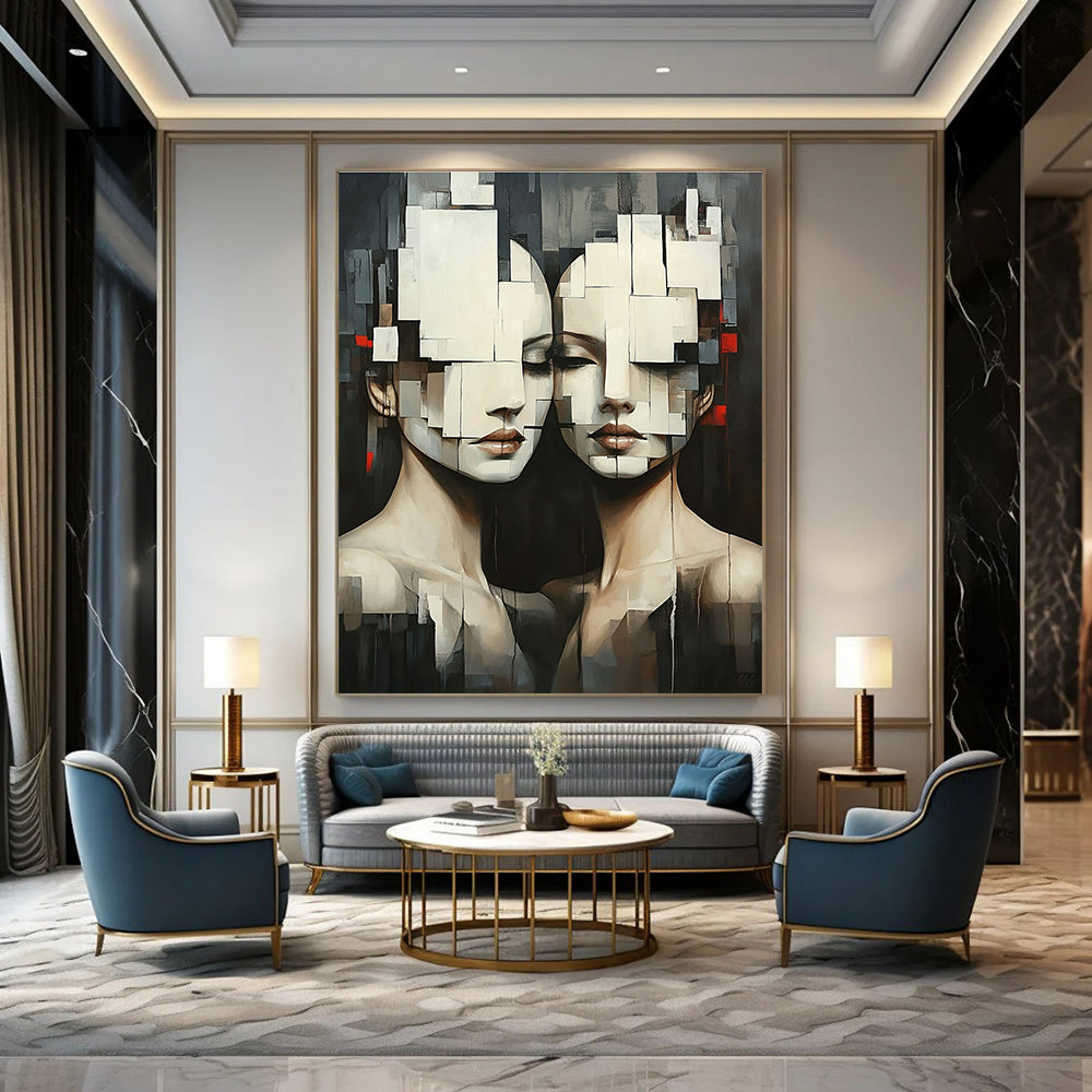 Cubist Faces Modern Abstract Painting for Contemporary Art Lovers GAB1494