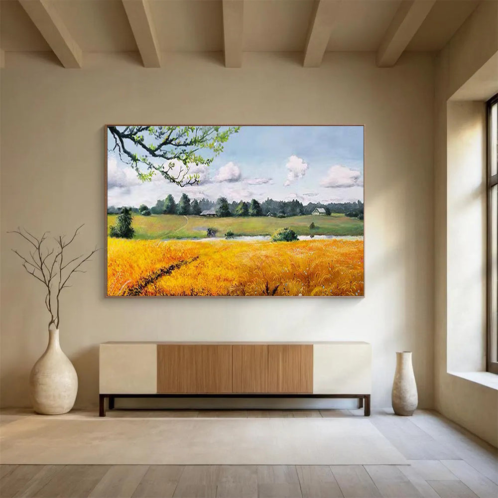 Countryside Landscape Abstract Painting for Rustic Cafes YHT208