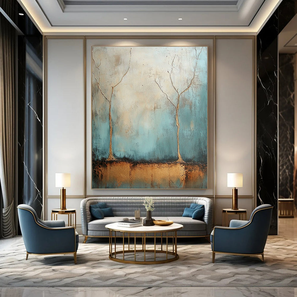 Two Trees Abstract Painting for Minimalist - Styled Gardens GAB1079