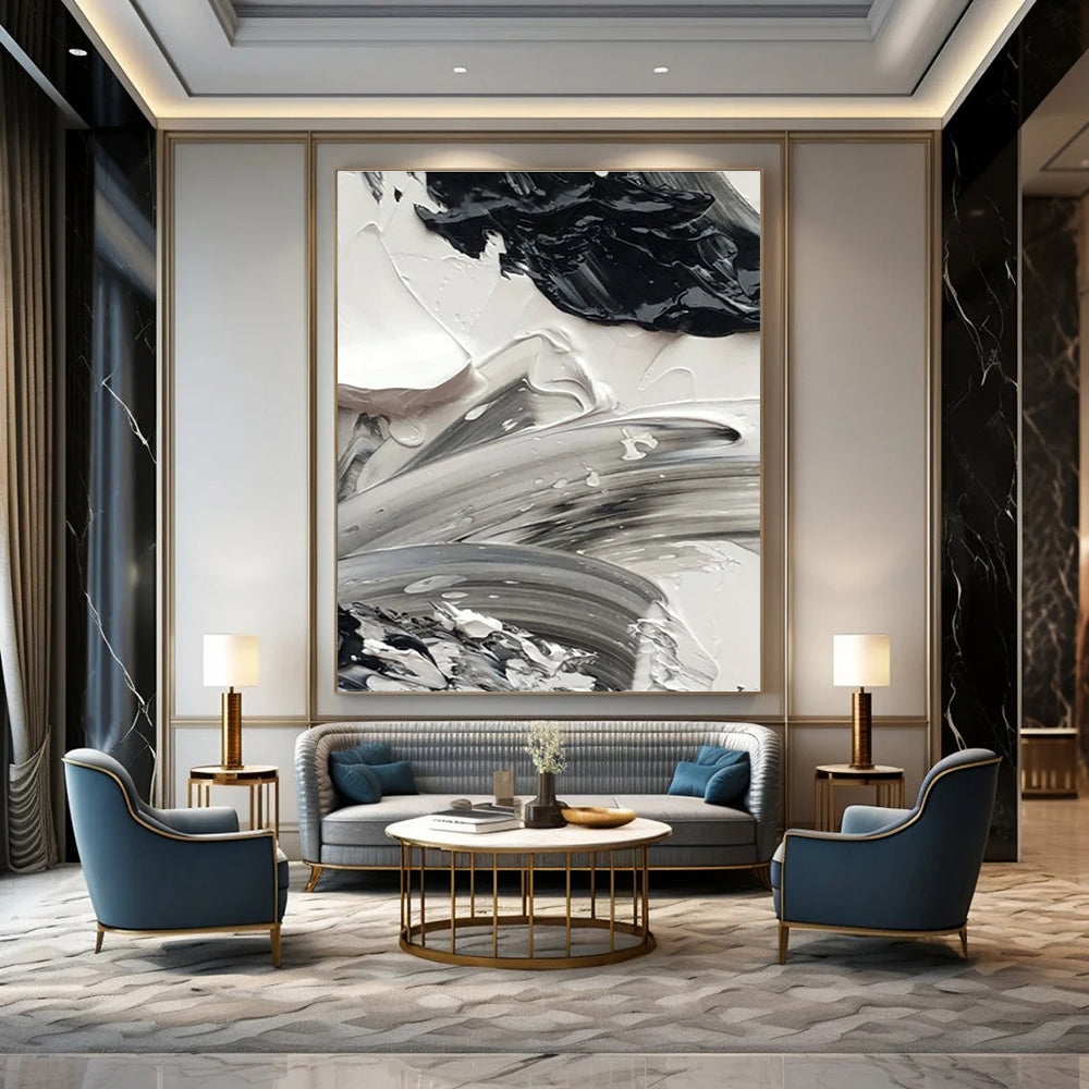 Monochrome Dynamic Strokes Painting for Art - Focused Studios HENG445