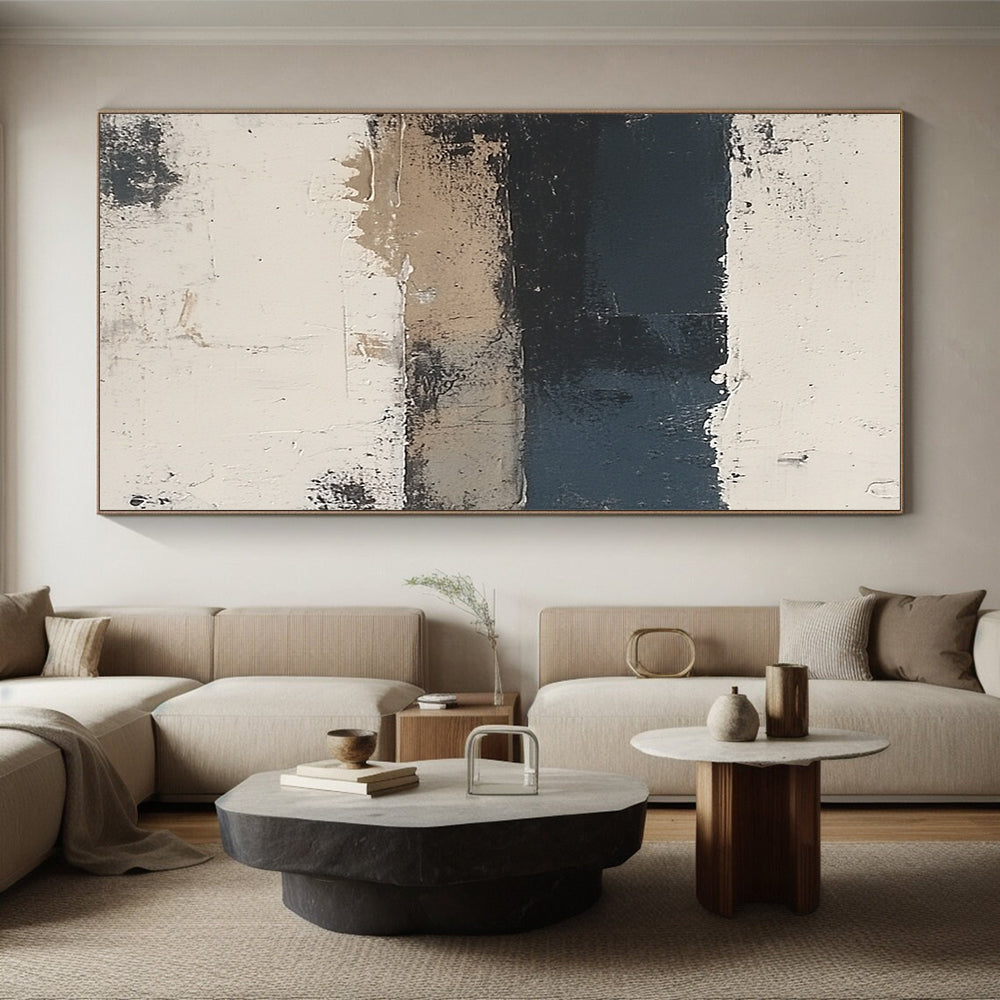 Monochrome Striped Abstract Painting with Subtle Textures WINK500