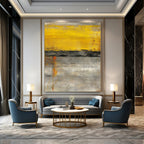 Striking Yellow and Gray Abstract Painting for Modern Decor GAB0676