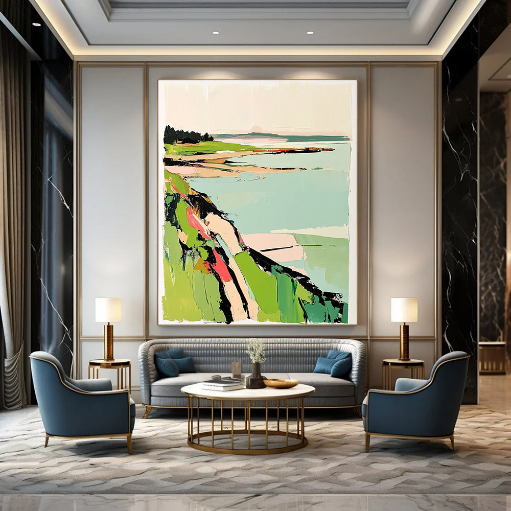 Coastal Landscape Abstract Painting for Bohemian - Style Beach Houses GAB1336
