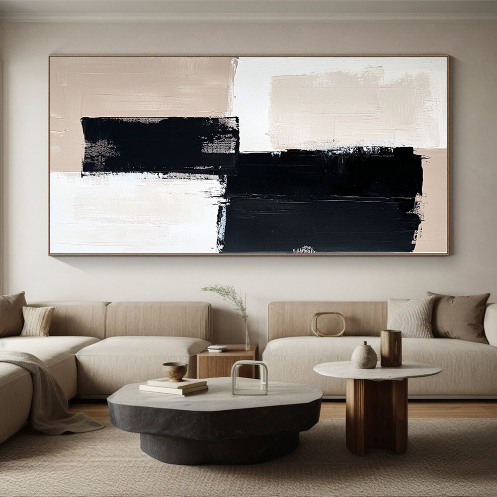 Monochrome Geometric Abstract Painting with Bold Simplicity WINK503
