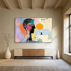 Abstract “Happiness” Figure Painting with Expressive, Colorful Emotions ABS517