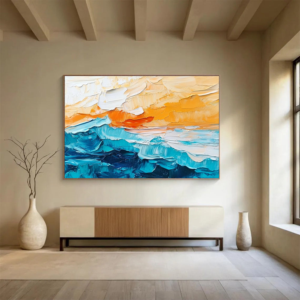 Sea and Sky Textured Abstract Painting with Bold Brushstrokes ABS291
