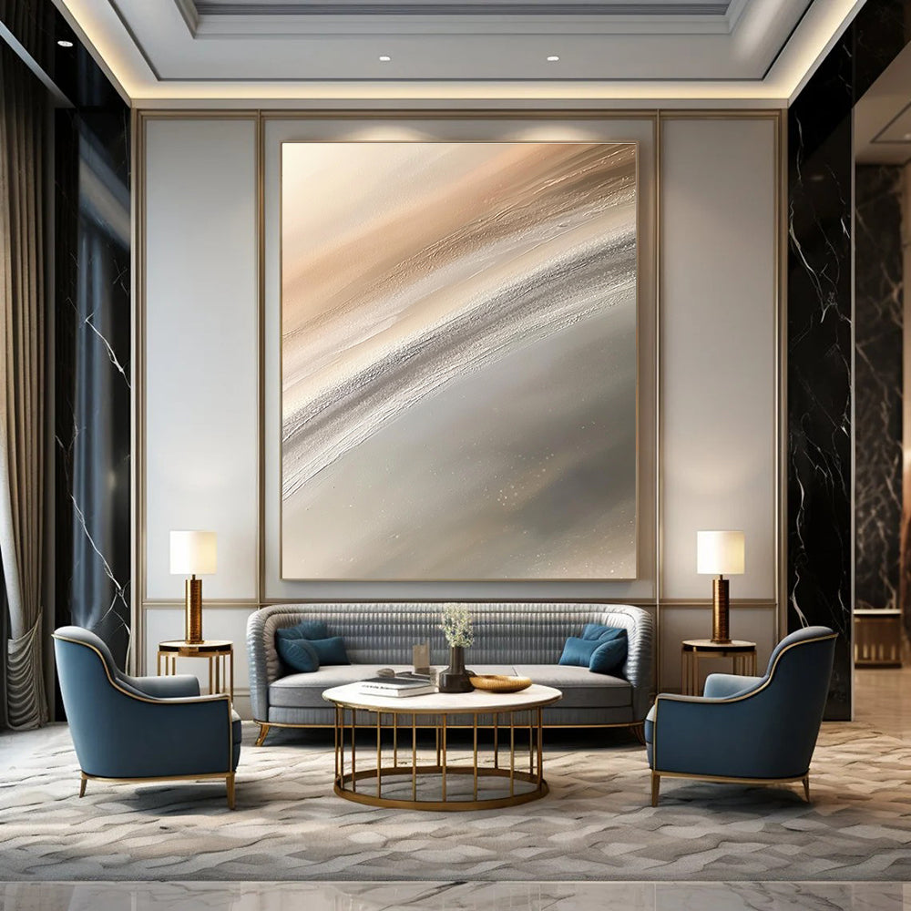 Soft Abstract Gradient Painting for Minimalist Bedrooms GAB1169