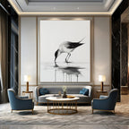 Bird in Contemplation Abstract Painting with Subtle Reflections GAB0024